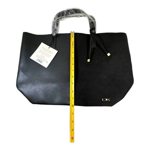 Donna KaranTwo Tone Black Tote Bag Purse Large NEW Dual Texture Design & Handles - Picture 6 of 10